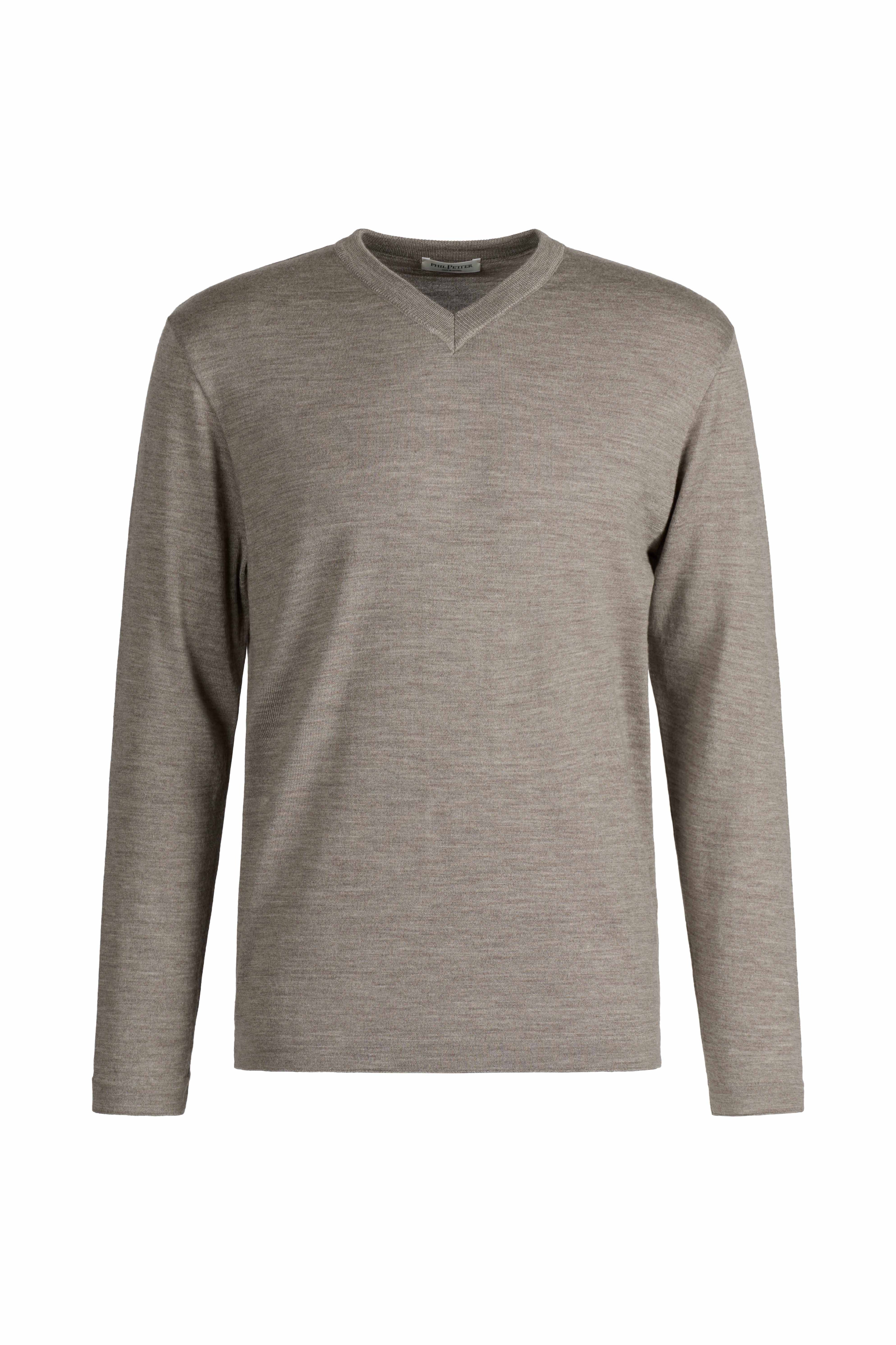 Eleganter V-Pullover aus feinster Garnmischung: Merinowolle und Seide, regular fit