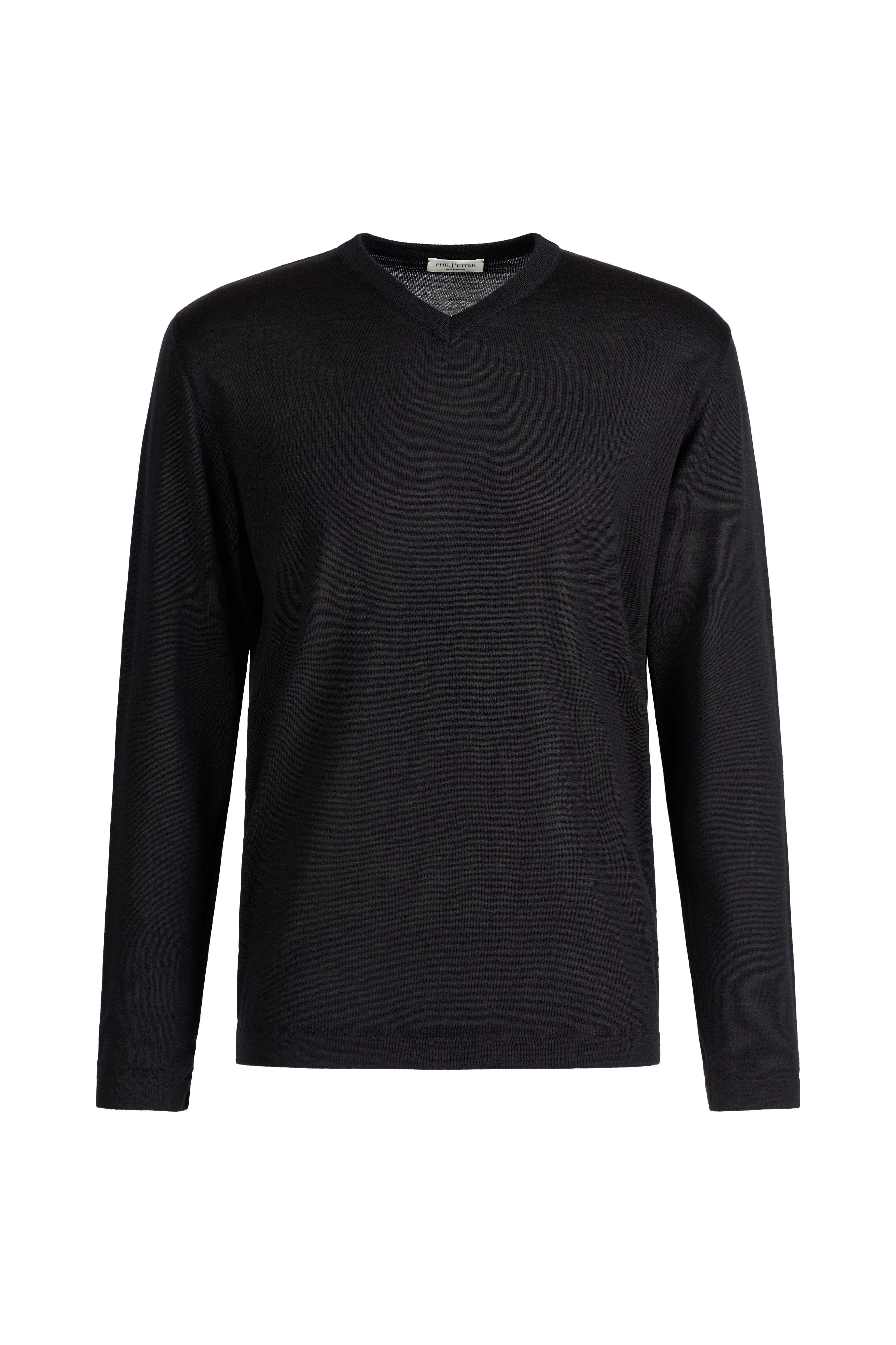 Eleganter V-Pullover aus feinster Garnmischung: Merinowolle und Seide, regular fit