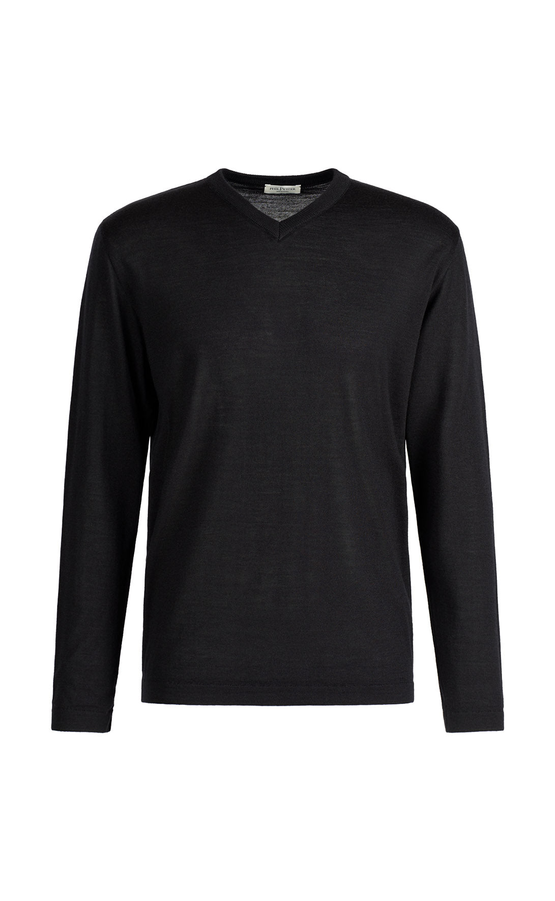 Elegant V-neck sweater in a premium yarn blend: merino wool and silk, regular fit