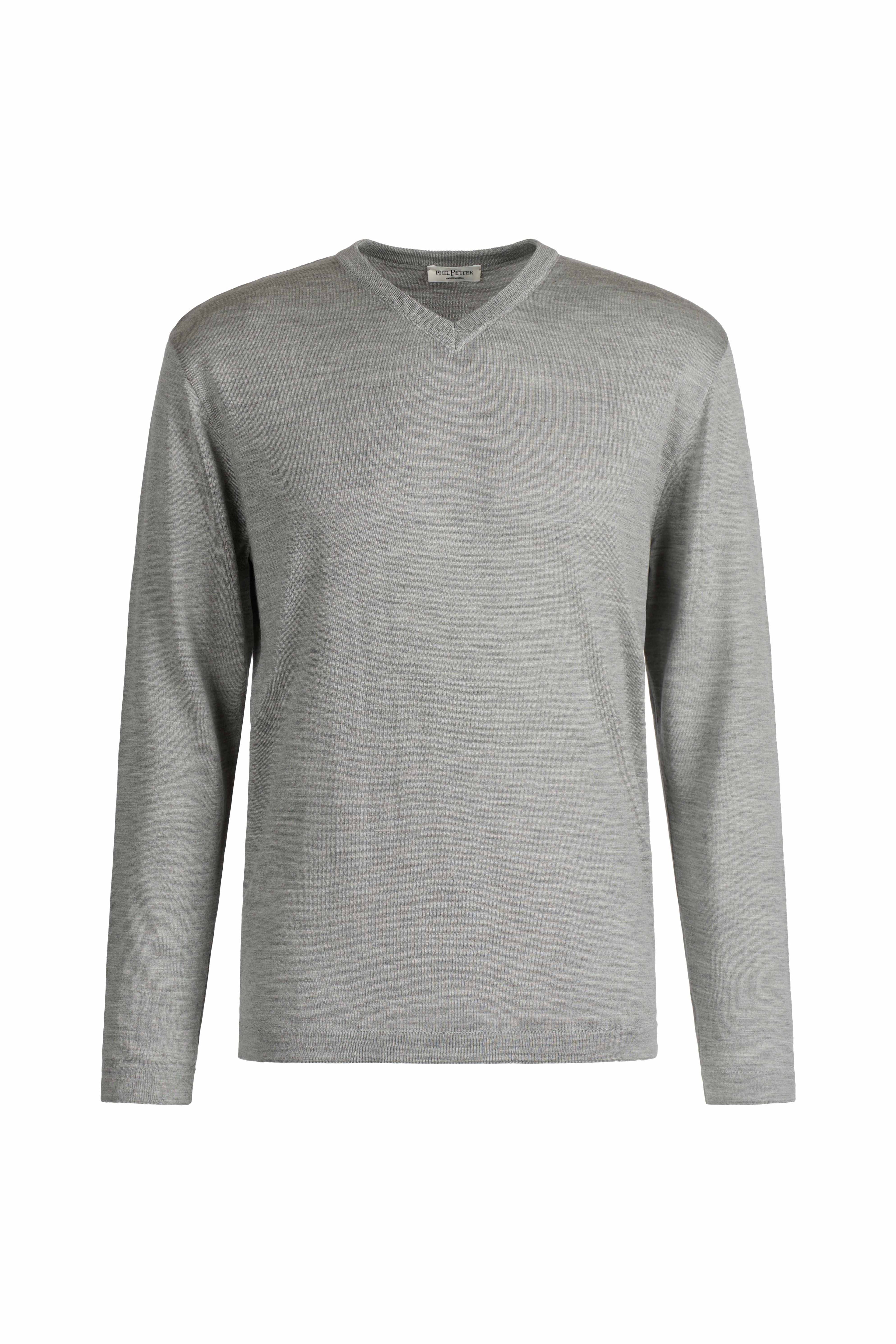 Eleganter V-Pullover aus feinster Garnmischung: Merinowolle und Seide, regular fit