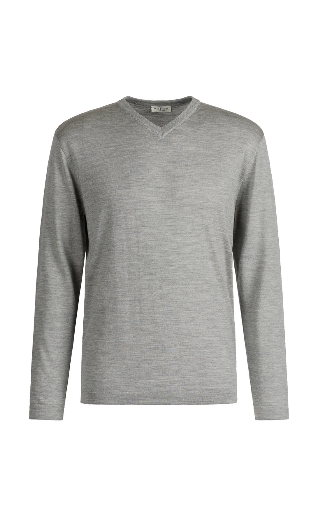 Elegant V-neck sweater in a premium yarn blend: merino wool and silk, regular fit