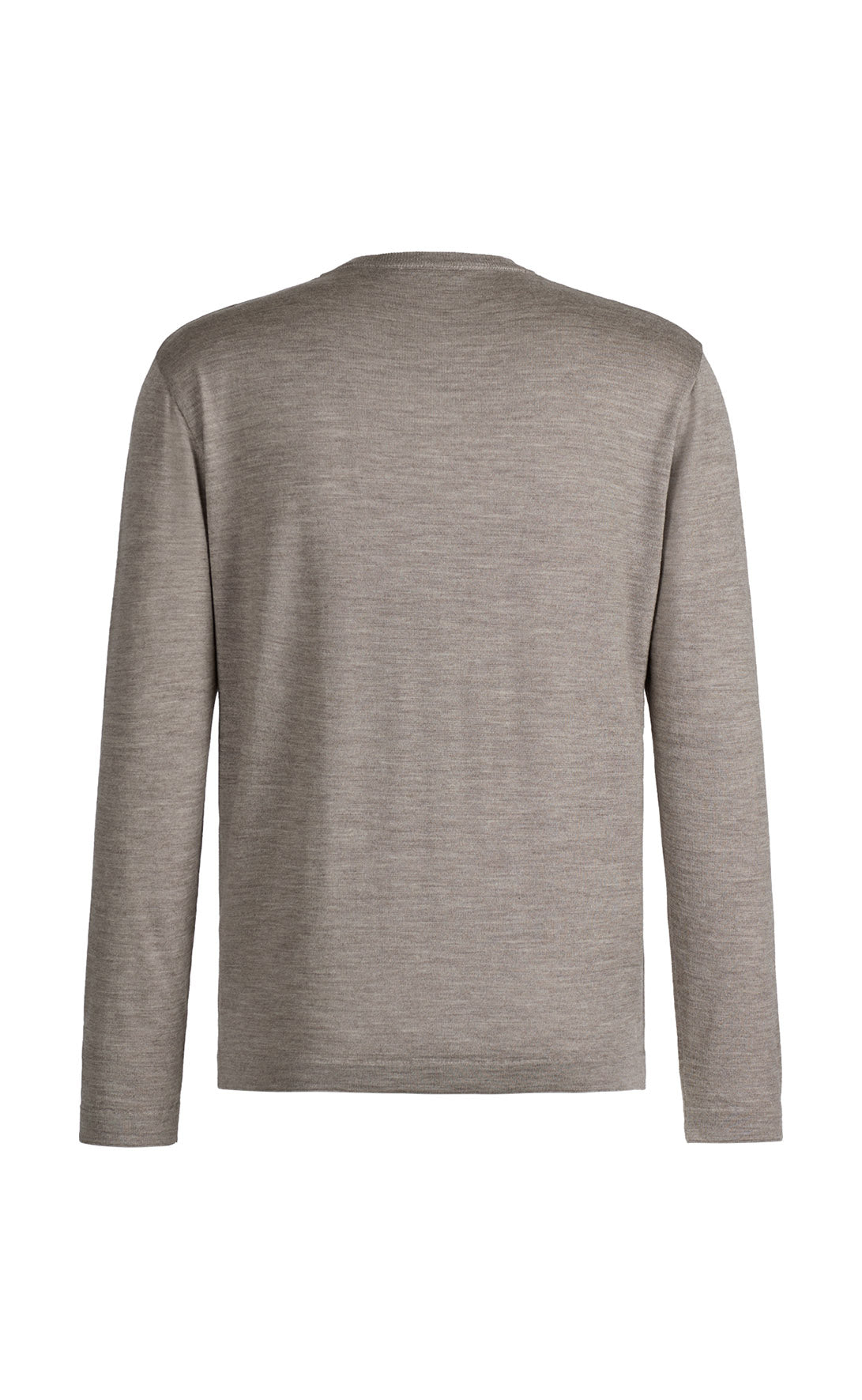 Elegant crew-neck sweater in the finest yarn blend: merino wool and silk, regular fit
