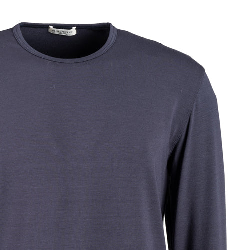 Round neck shirt made of premium jersey, long sleeve, regular fit