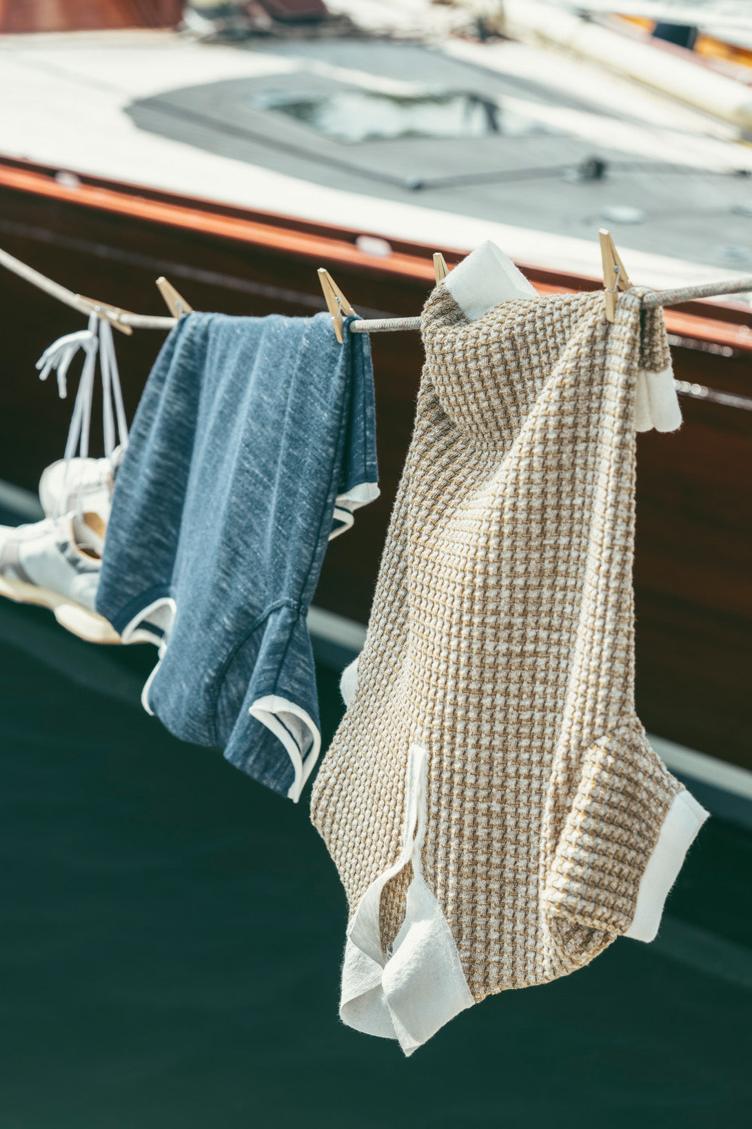 Short-sleeved linen double-faced sweater, relaxed fit