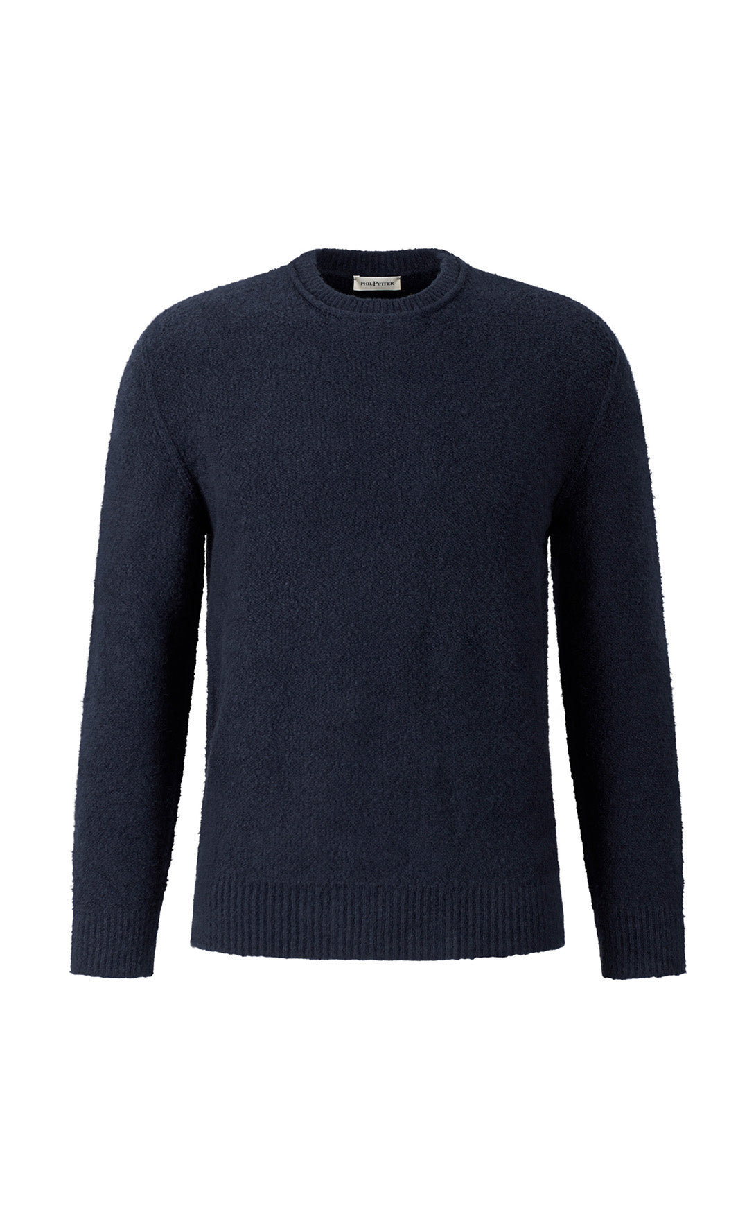 Seamlessly knitted crew-neck sweater in skin-friendly winter cotton, relaxed fit
