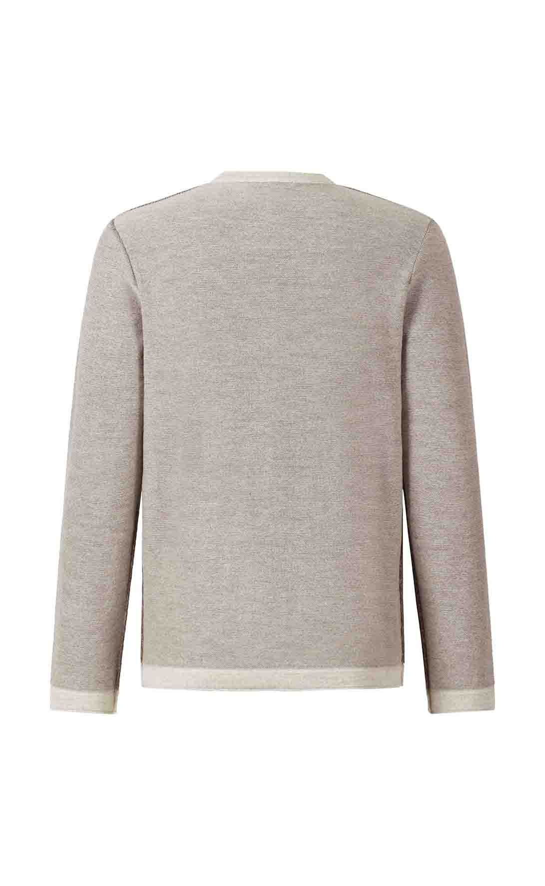 Lightweight double-face sweater: merino wool on the outside, cotton on the inside, relaxed fit