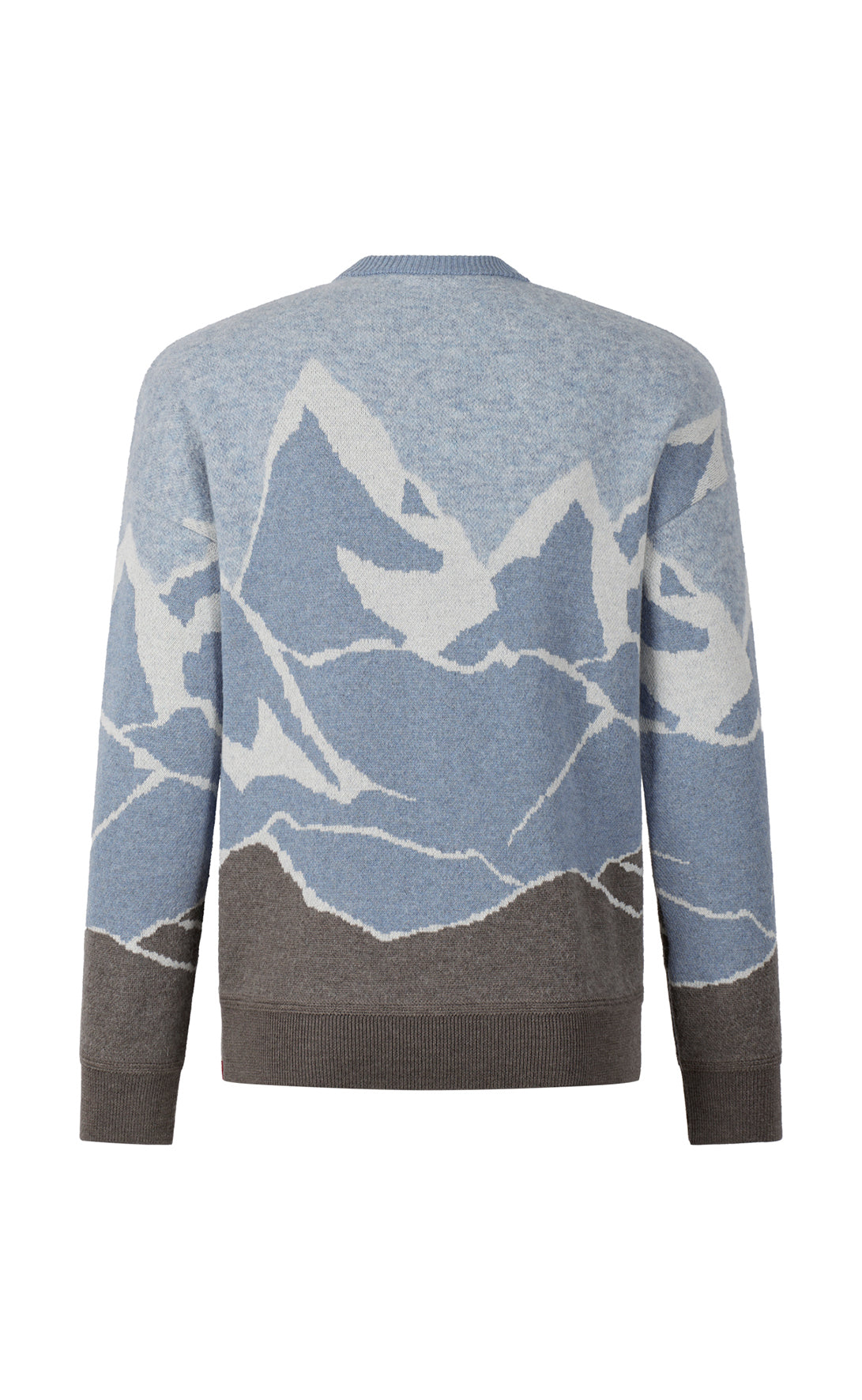 Crew neck sweater with alpine mountain motif, modern fit