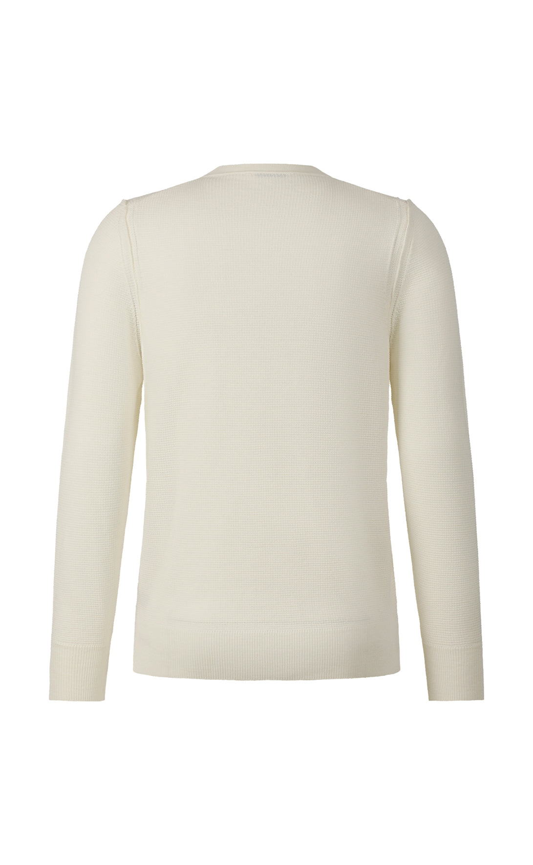 Elegant crew-neck sweater in a subtle waffle texture made from the finest merino wool