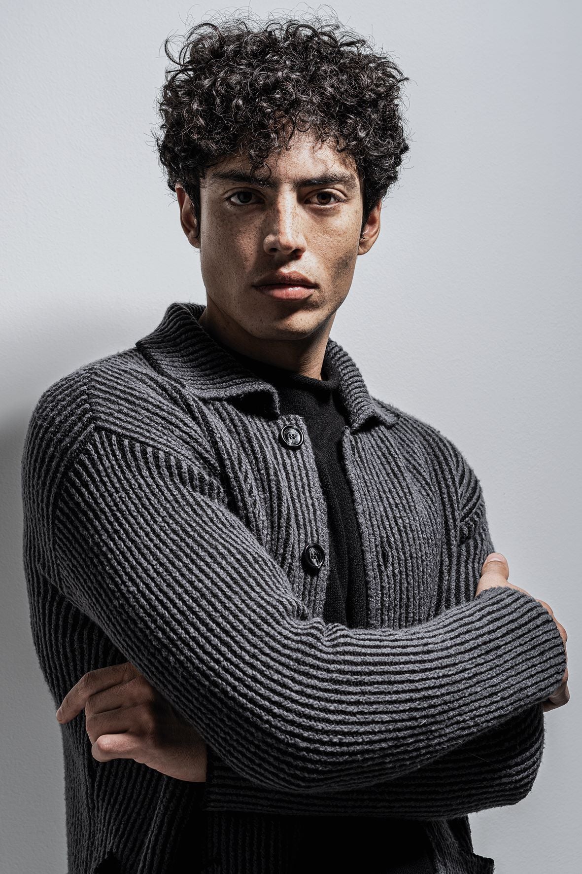 Worker jacket ribbed structure made of winter cotton and merino