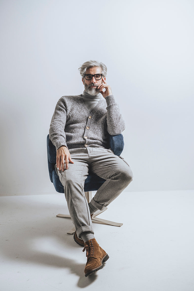 Supersoft cardigan in a tweed look, relaxed fit