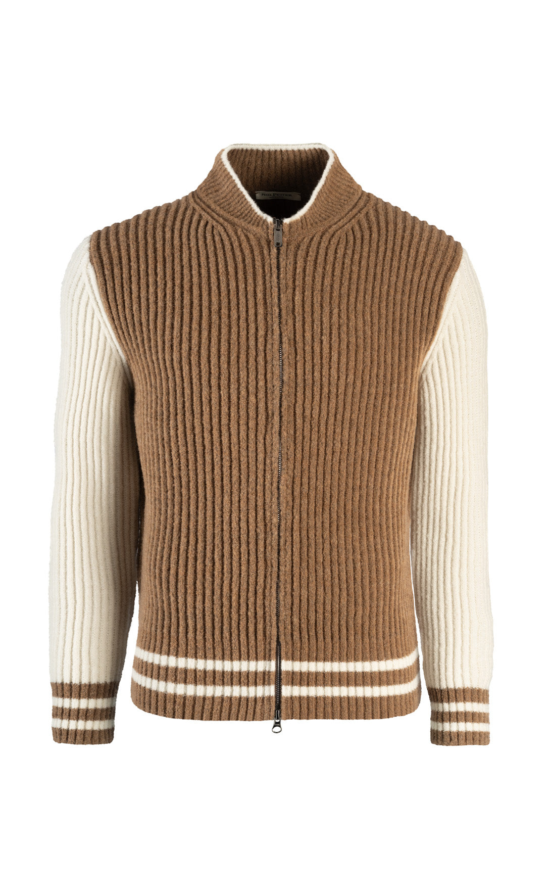 College jacket made of lightweight merino bouclé yarn with a ribbed structure, relaxed fit