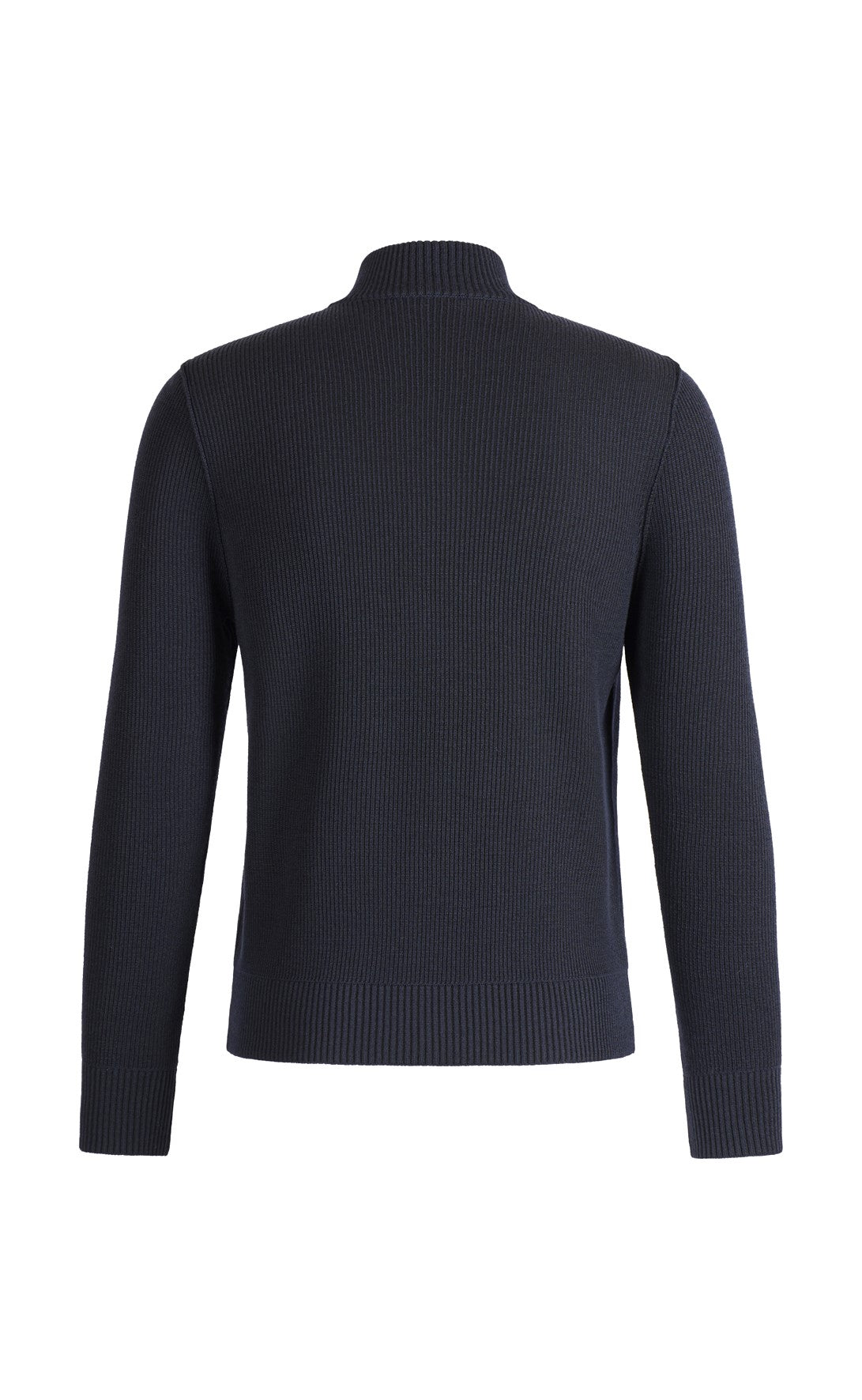 Sportliche Zippjacke aus 2-färbiger Rippe, 100% Merino, relaxed fit