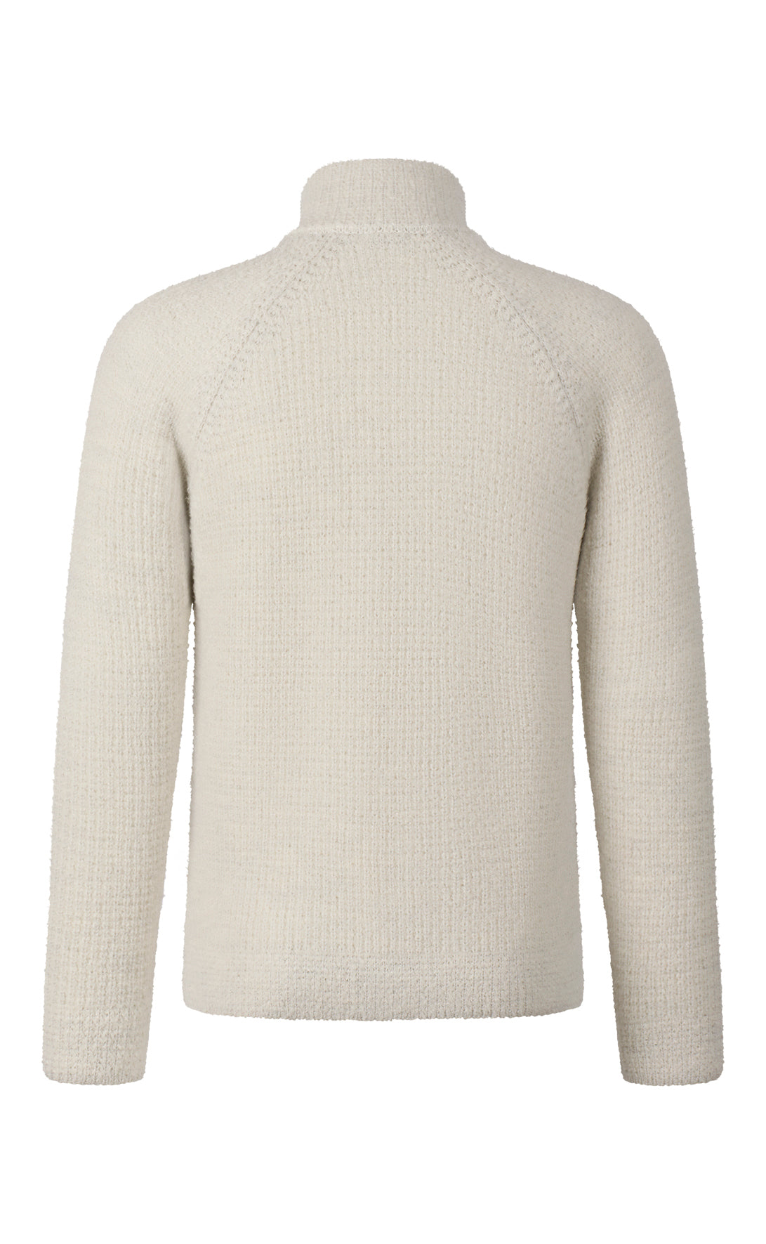 Flauschige Zippjacke aus Merino-Doppelperlfang im Fake-Fur-Look, relaxed fit