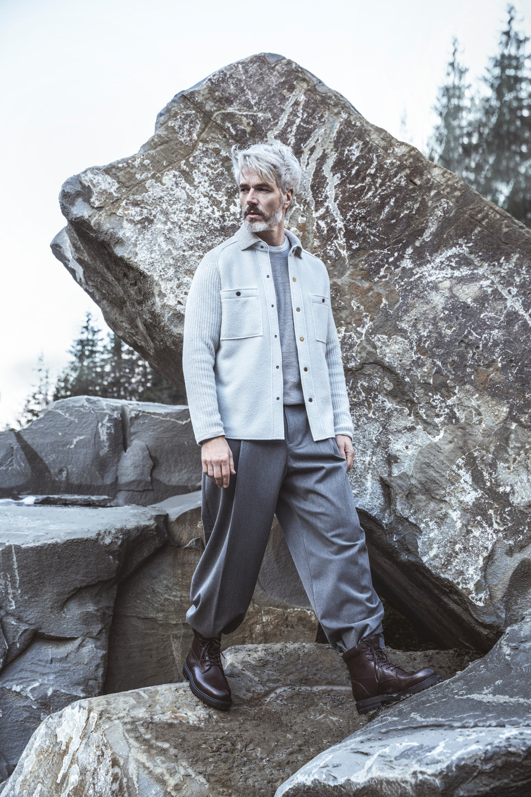Leichter Doubleface-Pullover: außen Merino-, innen Baumwolle, relxed fit