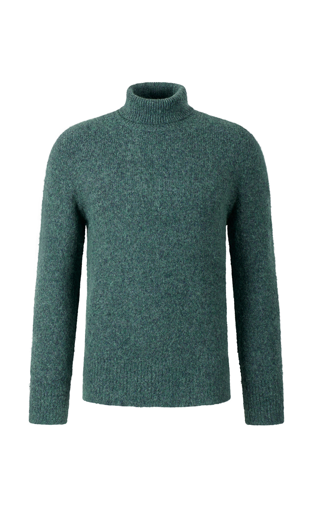 Seamless knitted turtleneck sweater in supersoft tweed yarn, relaxed fit