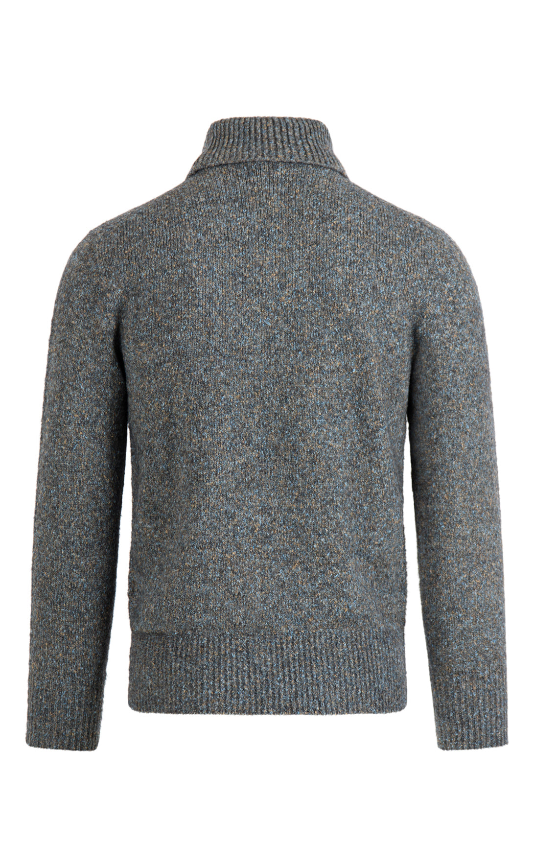 Seamless knitted turtleneck sweater in supersoft tweed yarn, relaxed fit