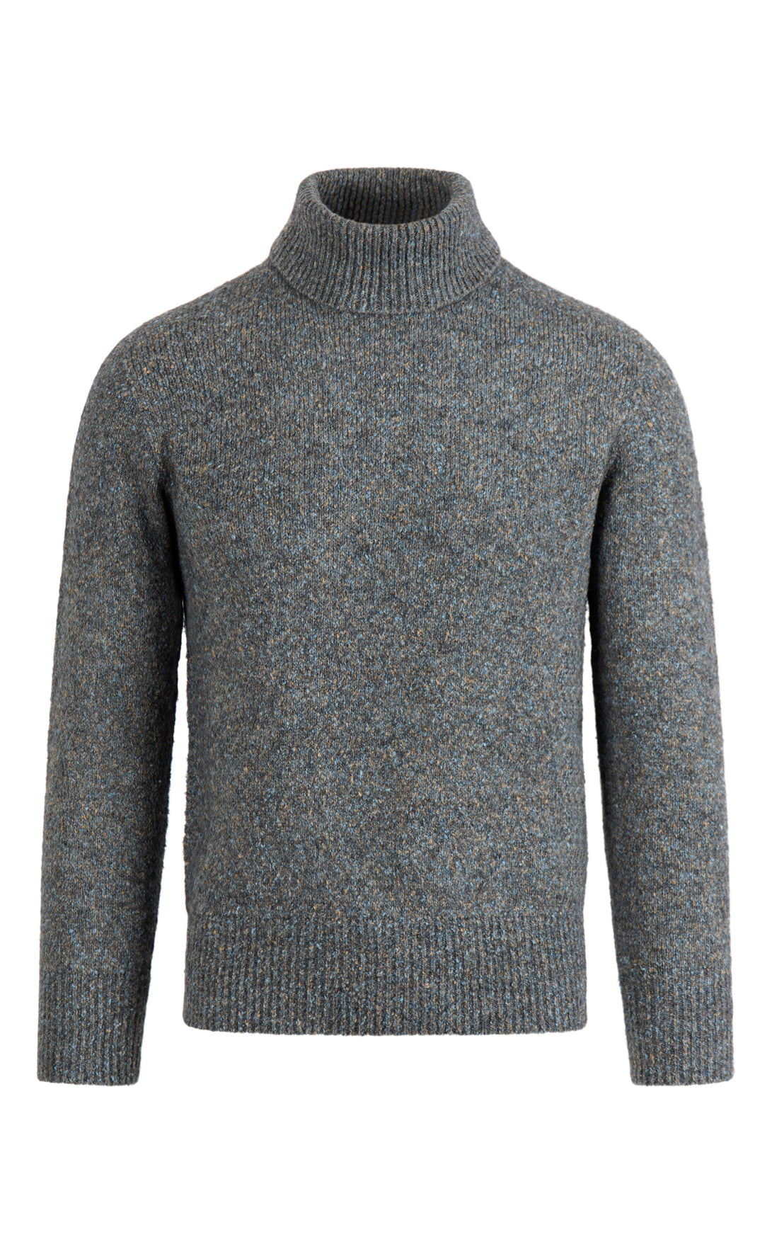 Seamless knitted turtleneck sweater in supersoft tweed yarn, relaxed fit