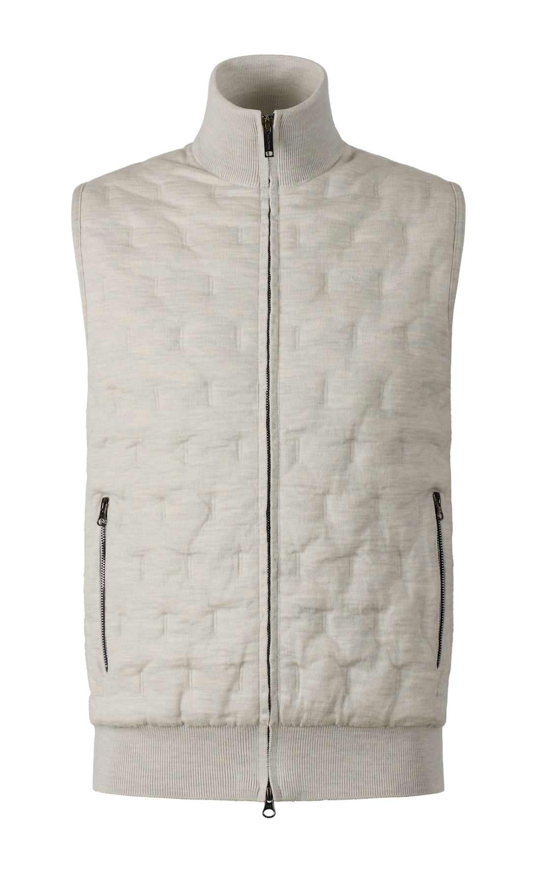 Innovative Zippgilet in Steppoptik aus feinster Merinowolle, relaxed fit