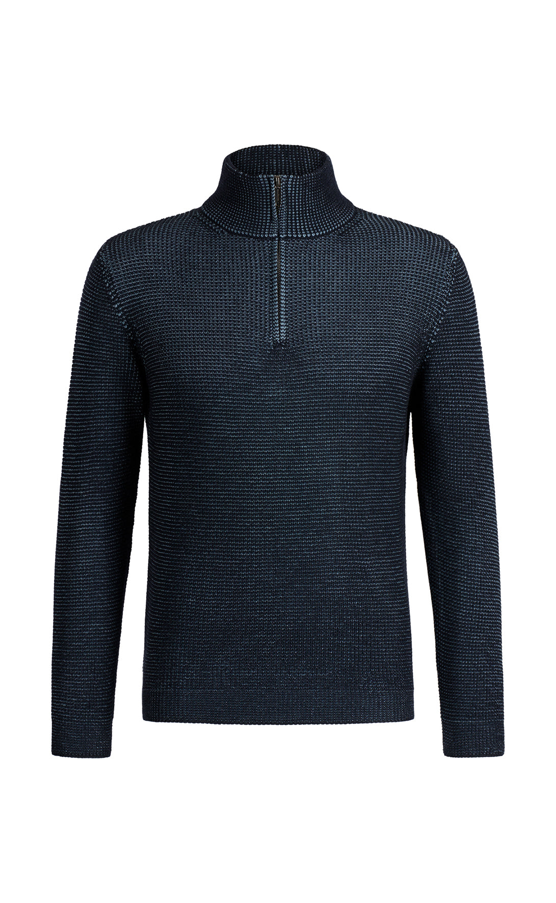Zip-neck sweater in 10,000-count finest merino wool, regular fit