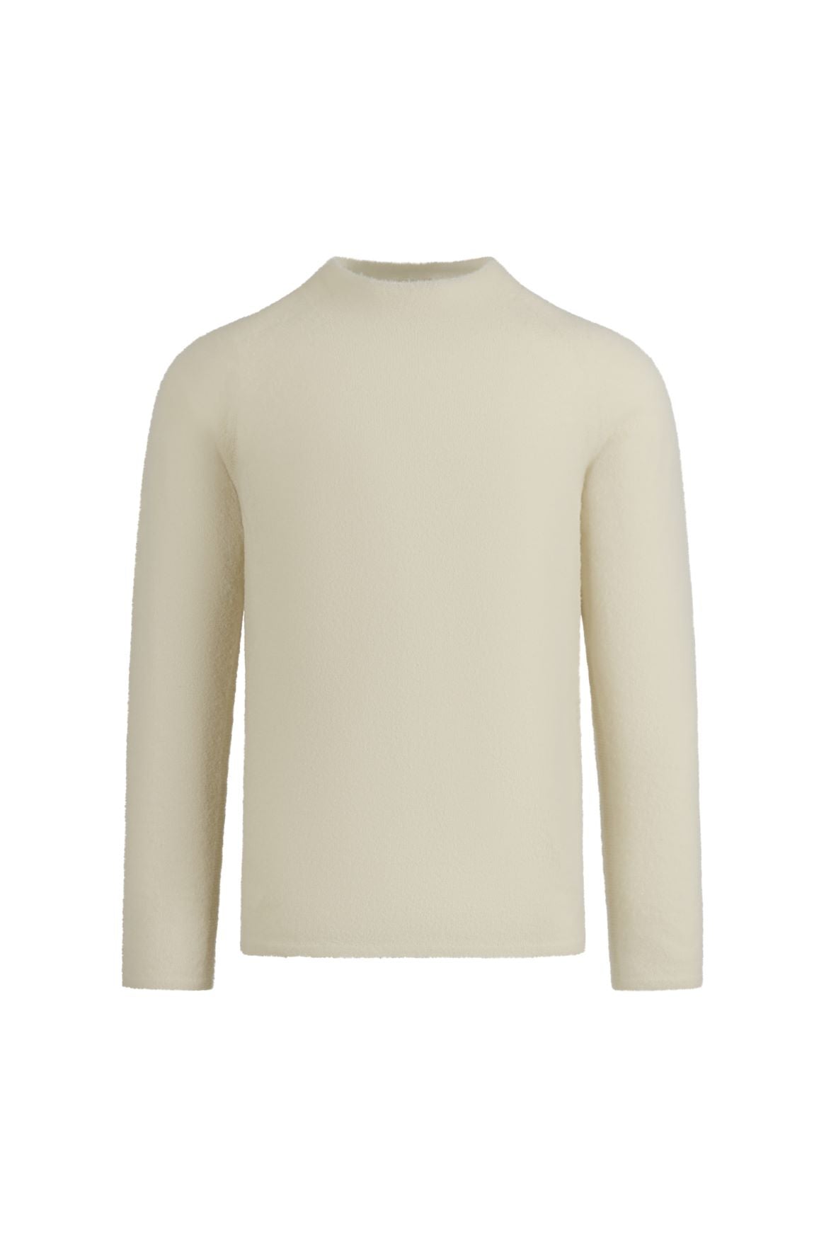 Pullover mit Stehkragen aus leichtem, elastischem Merino-Bouclégarn, regular fit