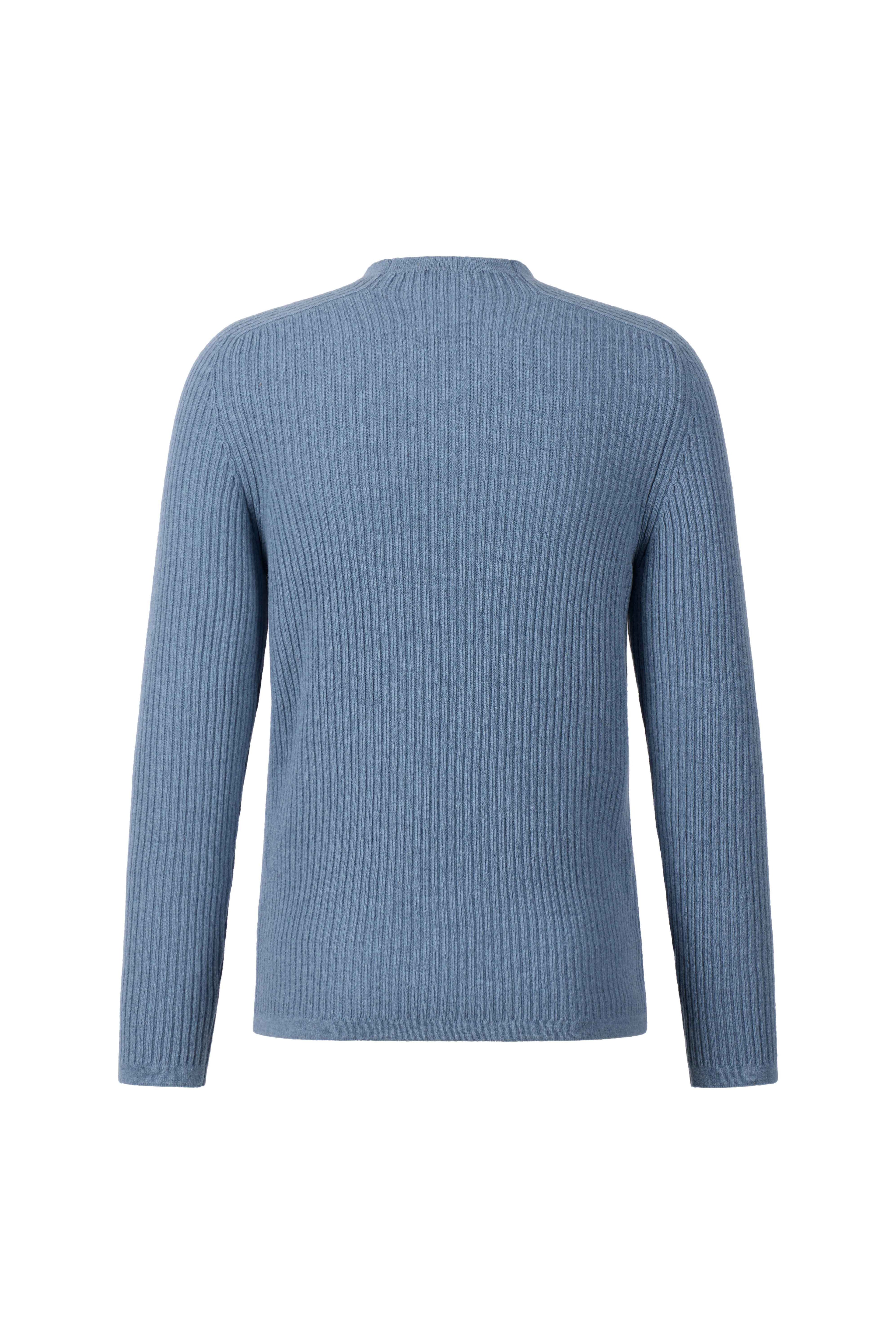 Stehkragen-Pullover in Rippenstruktur aus superweicher Lambswool, regular fit
