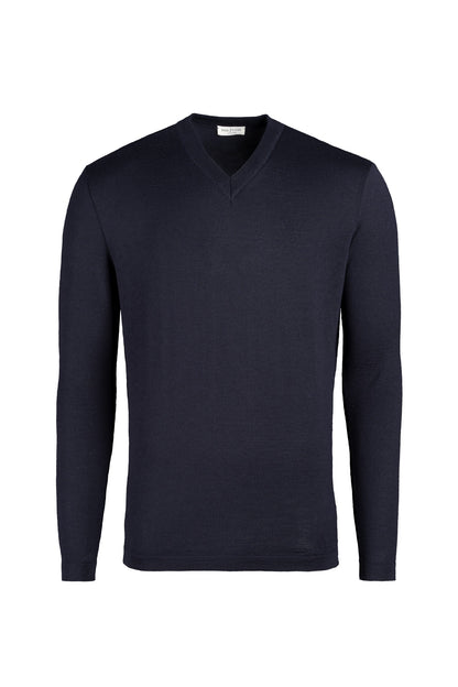 V-Pullover aus extrafeiner Merino-Seide, Regular Fit