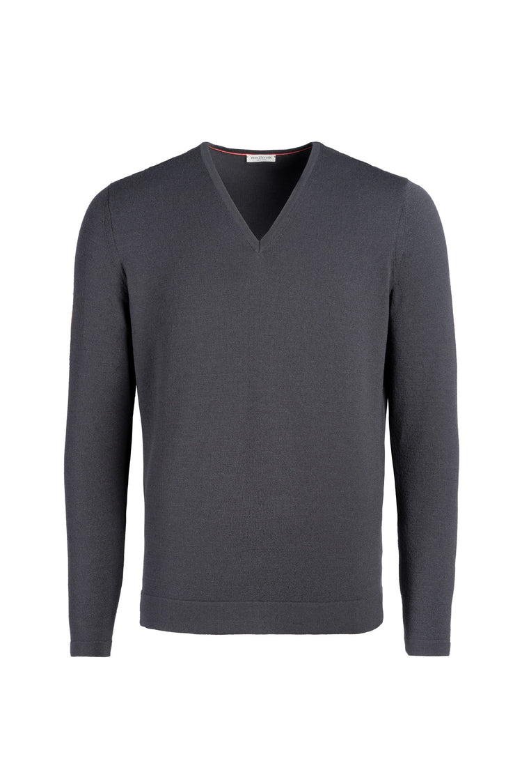 Phil Petter V-Pullover aus Merinostretch, Slim Fit