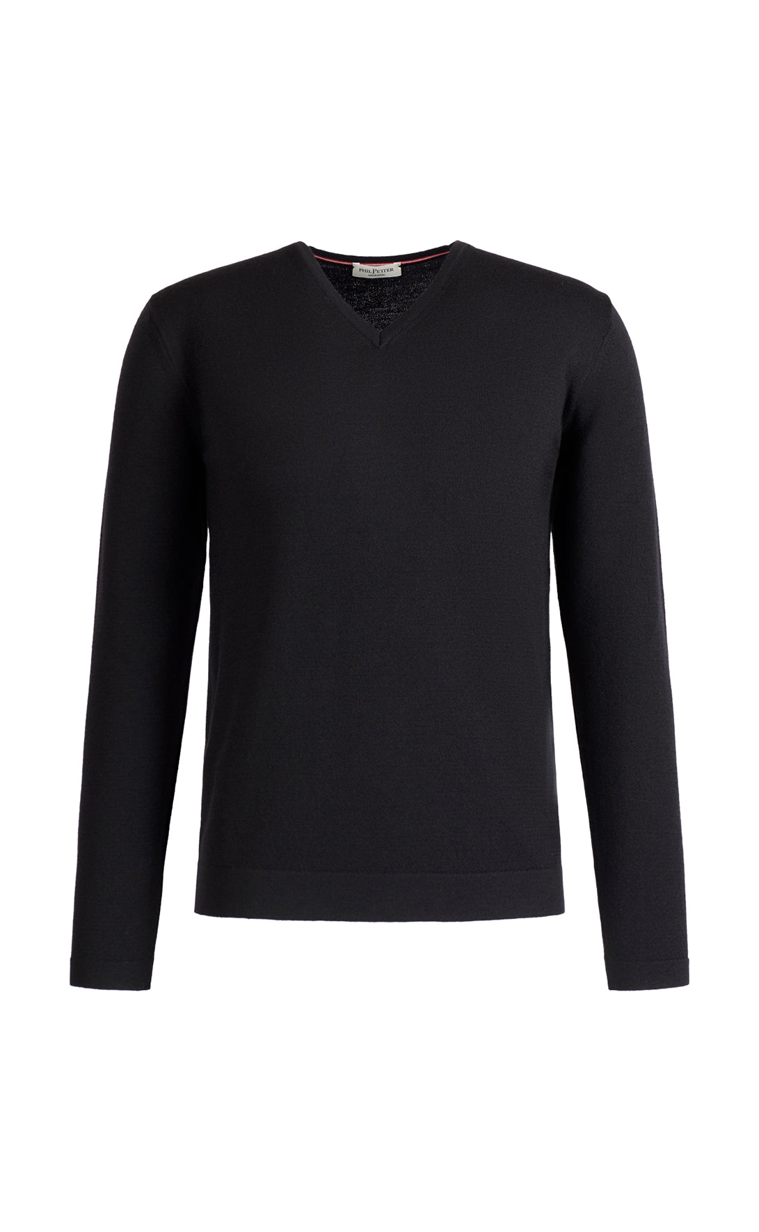 Merino wool V-neck sweater with functional stretch content