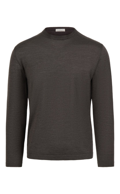 Crew neck sweater made of extra-fine Merino silk, regular fit