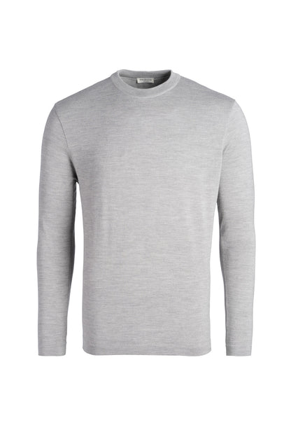 Rundhalspullover  aus extrafeiner Merino-Seide, Regular Fit