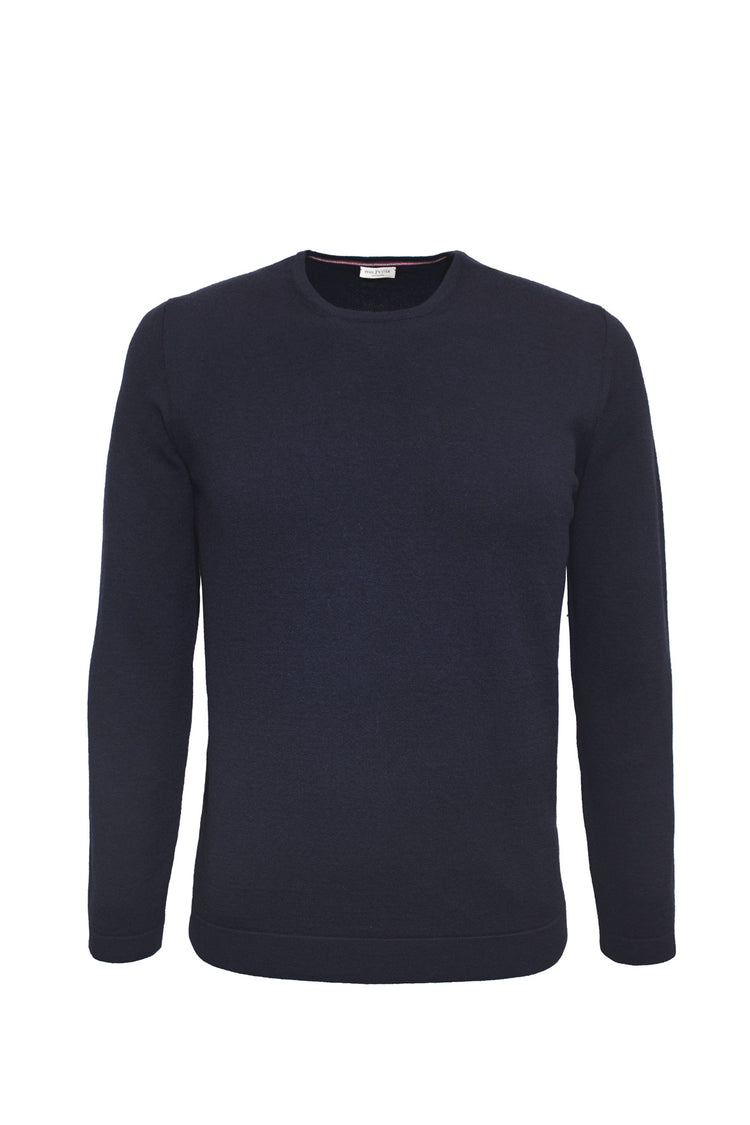 Phil Petter Rundhals-Pullover aus Merinostretch, Slim Fit