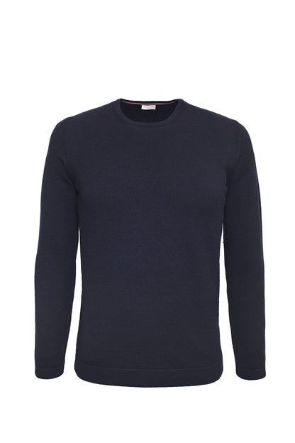 Rundhals-Pullover aus Merinowolle mit Stretchanteil
