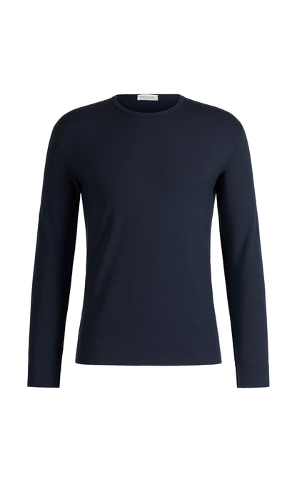 Round neck shirt made of premium jersey, long sleeve, regular fit