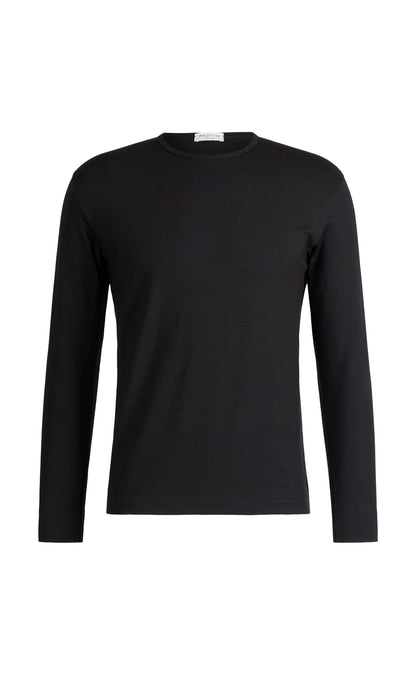 Round neck shirt made of premium jersey, long sleeve, regular fit