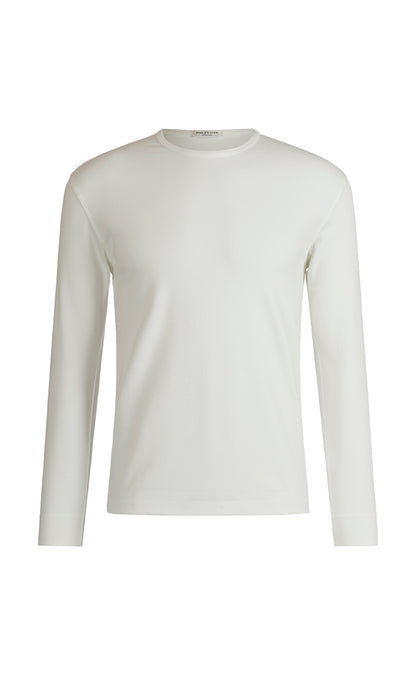 Round neck shirt made of premium jersey, long sleeve, regular fit