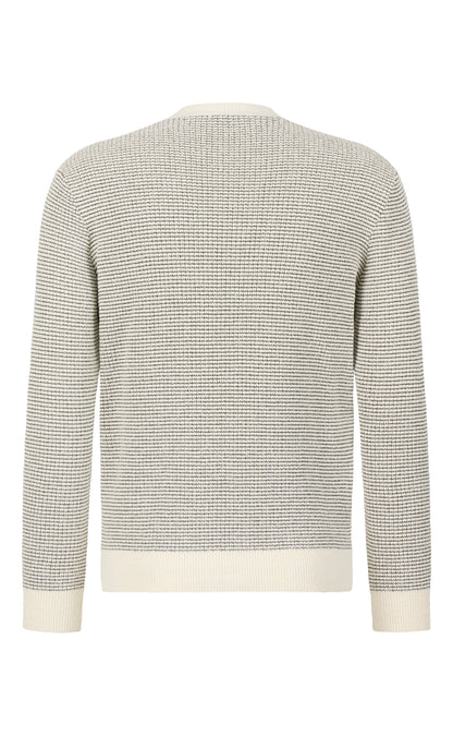 Round neck sweater made of light cotton bouclé and cooling cotton