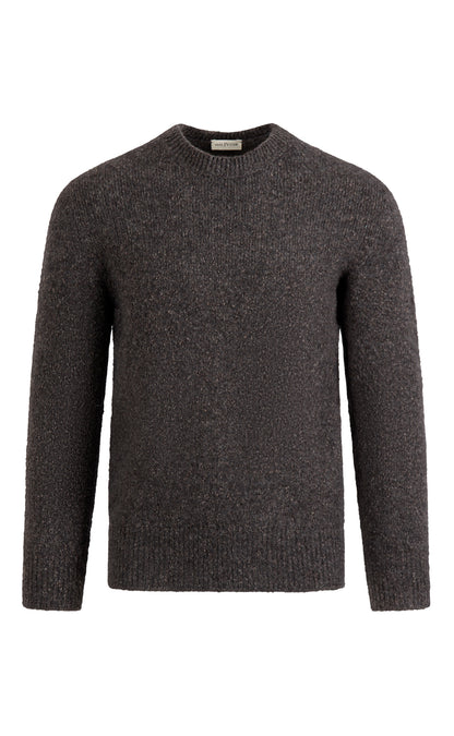 Super soft round neck sweater in tweed look, relaxed fit