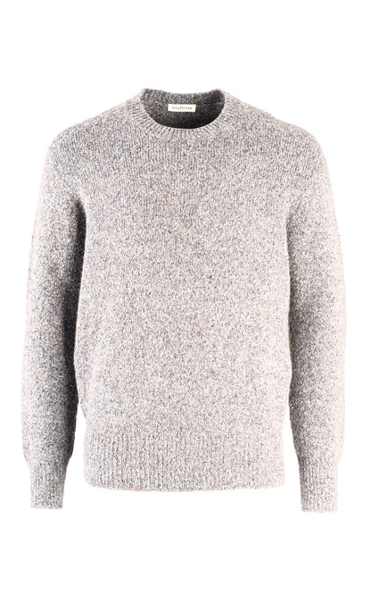Super soft round neck sweater in tweed look, relaxed fit