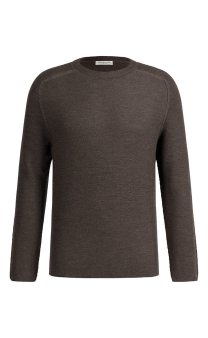 Seamlessly knitted sweater with rice grain structure made of 100% merino wool, regular fit