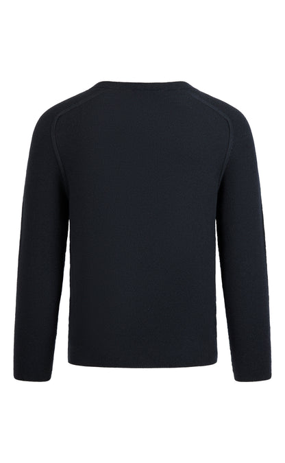 Seamlessly knitted sweater with rice grain structure made of 100% merino wool, regular fit