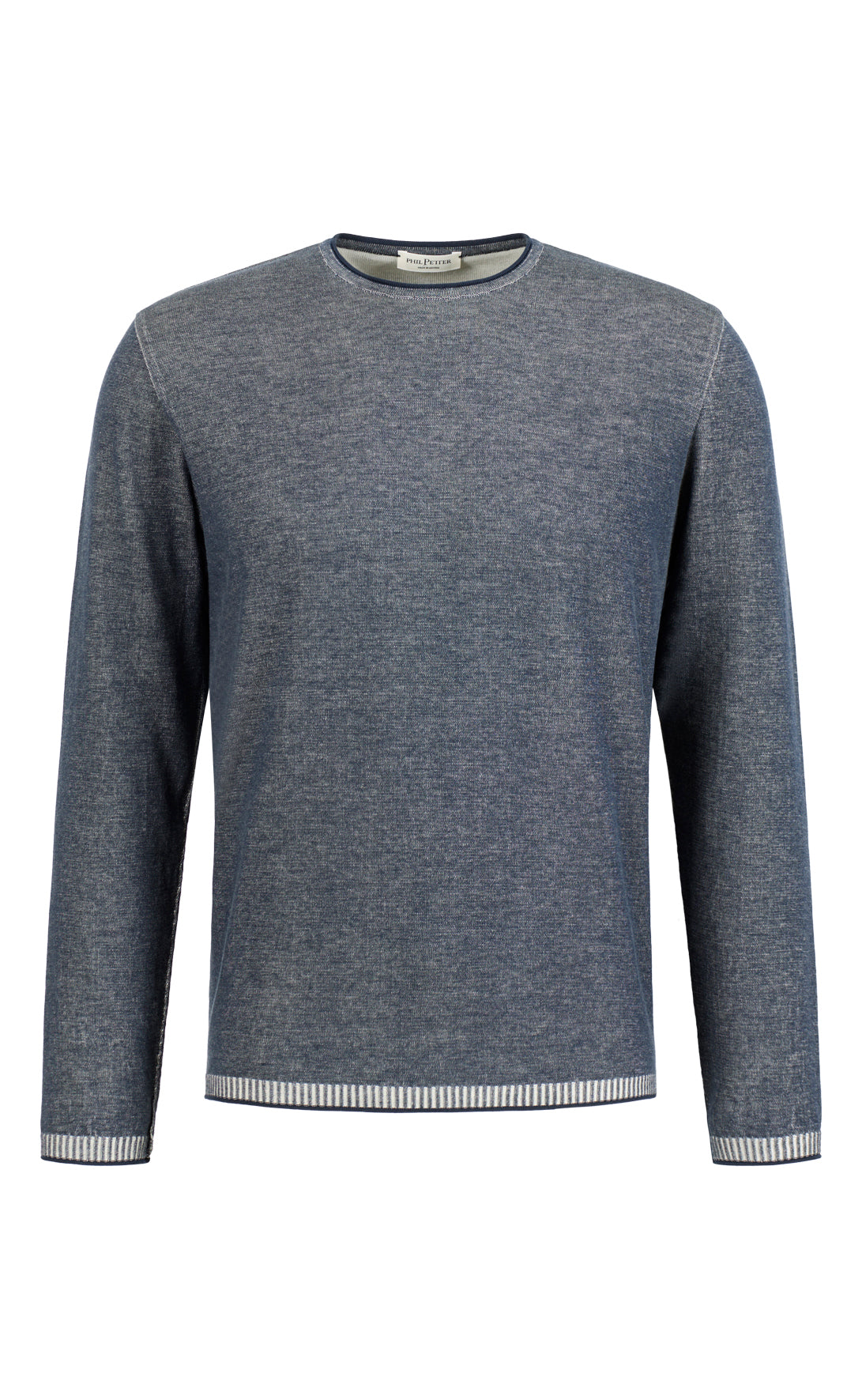 Super-soft, plated crew neck sweater made from the finest cotton, relaxed fit