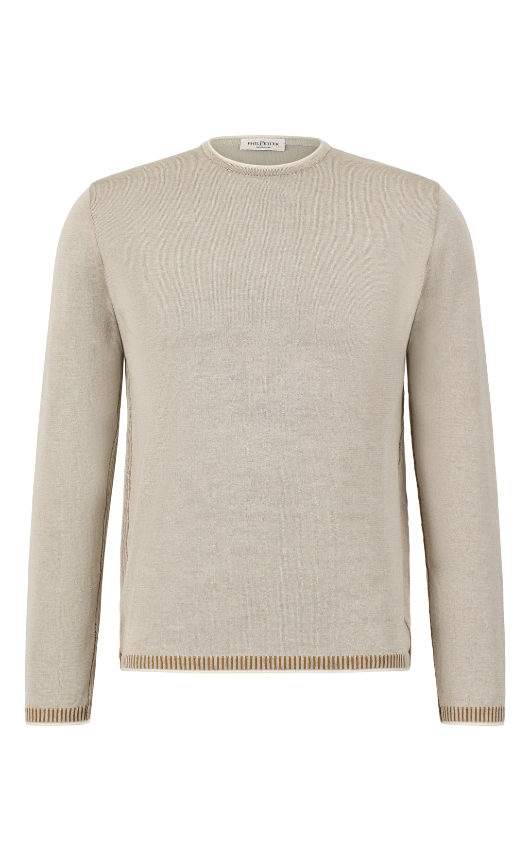Super-soft, plated crew neck sweater made from the finest cotton, relaxed fit