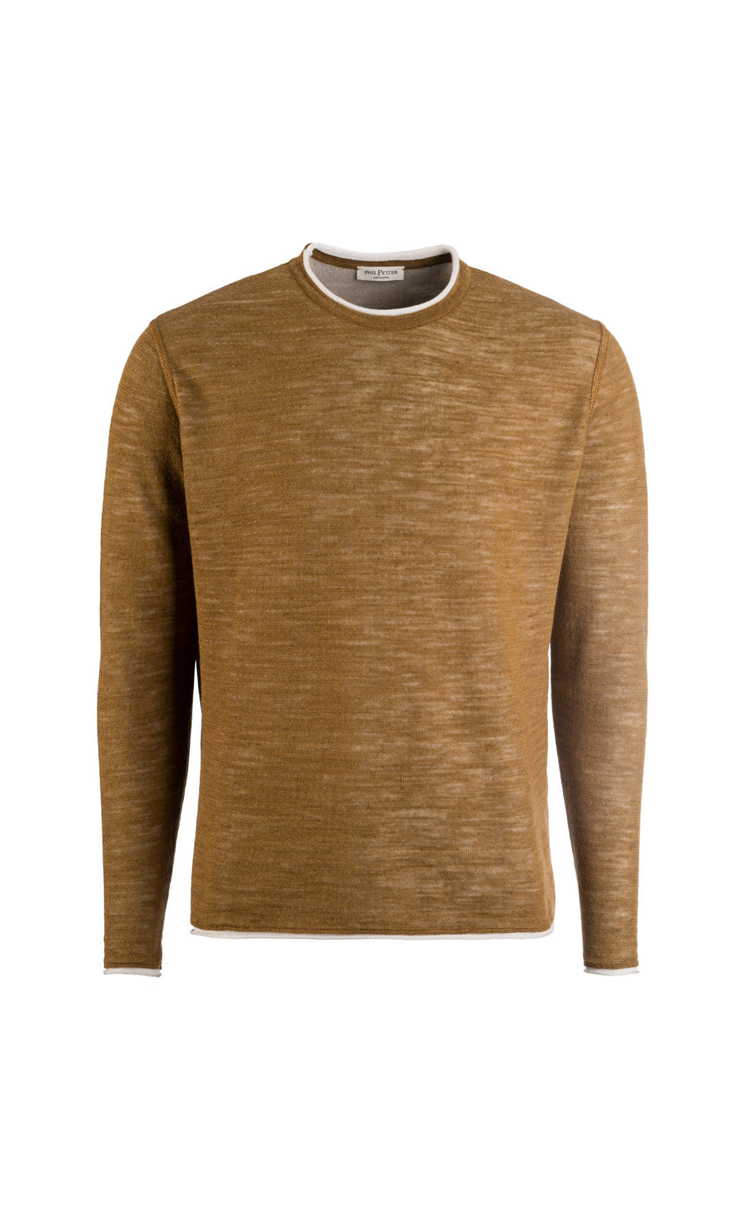 Linen double-face crew neck sweater, relaxed fit