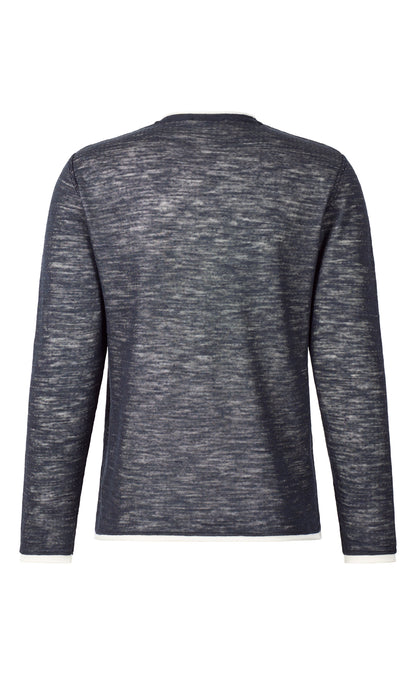 Linen double-face crew neck sweater, relaxed fit