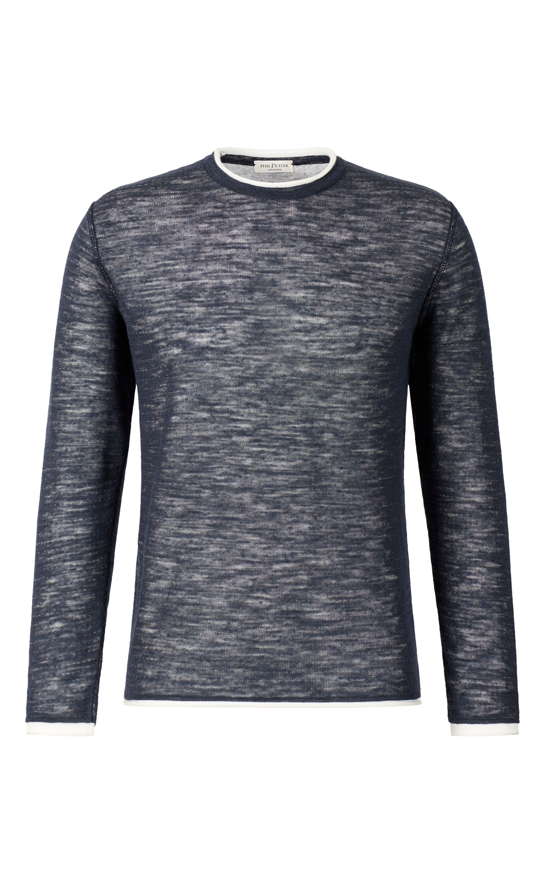 Linen double-face crew neck sweater, relaxed fit