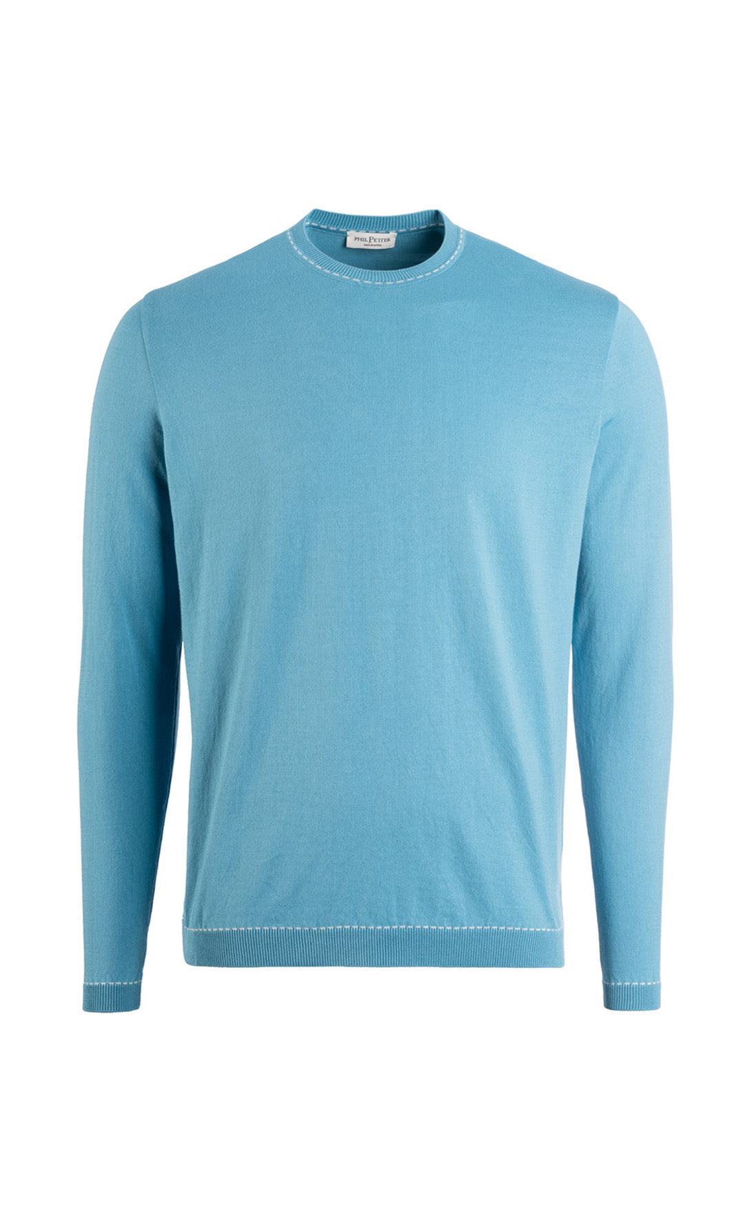 Round-neck sweater in the finest cotton, relaxed fit