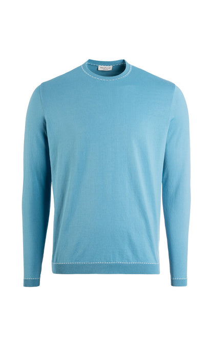 Round-neck sweater in the finest cotton, relaxed fit