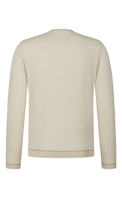 Round-neck sweater in the finest cotton, relaxed fit