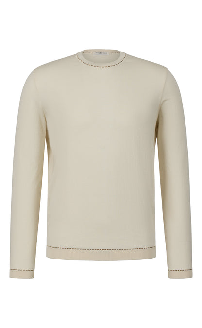Round-neck sweater in the finest cotton, relaxed fit