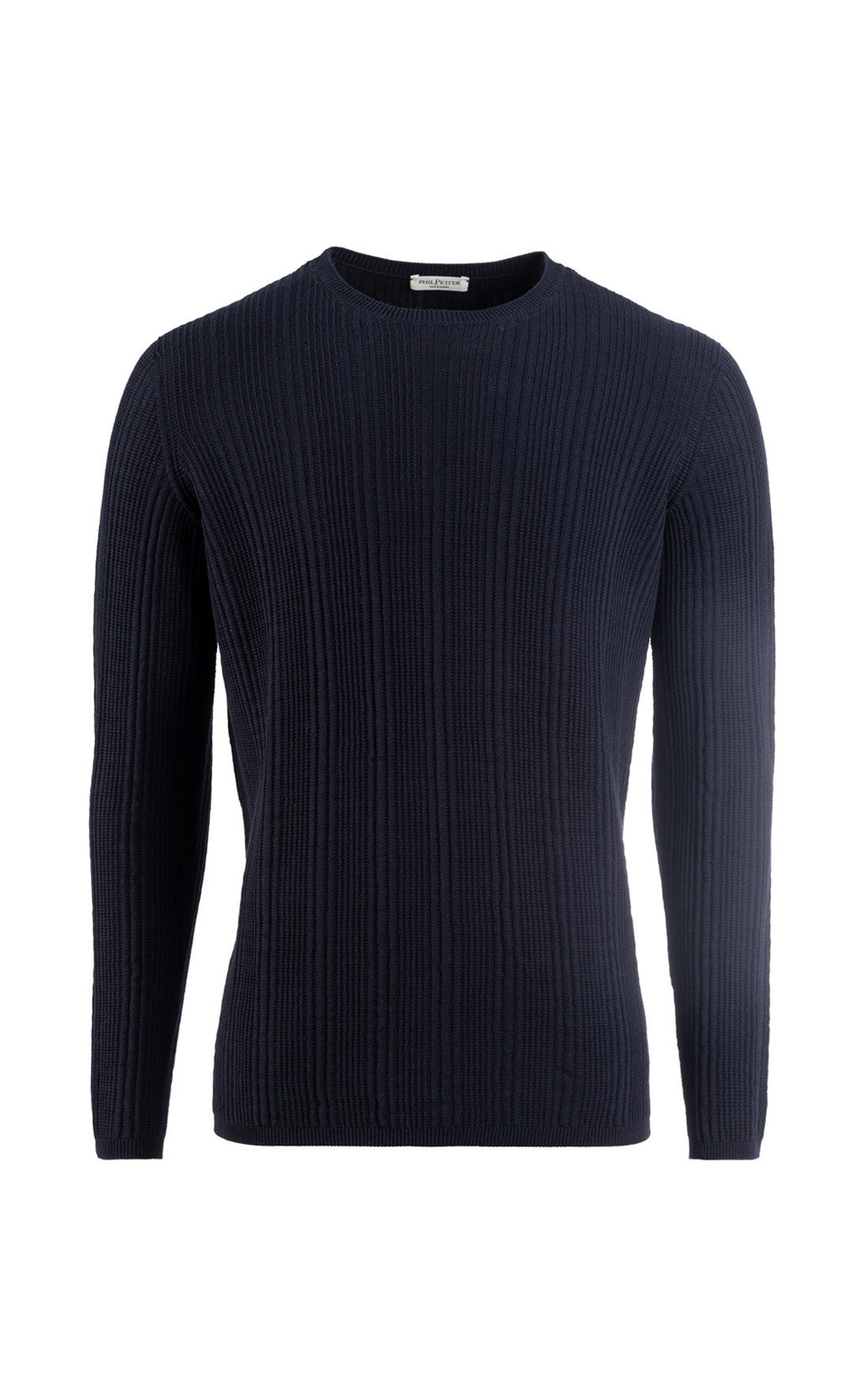 Rundhals-Pullover aus feinster Baumwolle, Seamless, Relaxed Fit